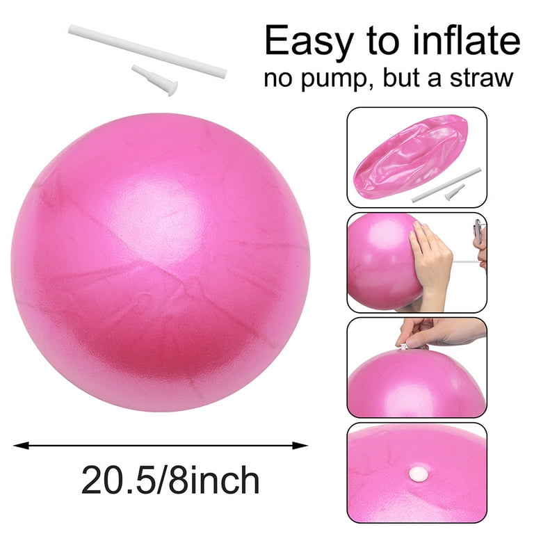 DODOING 1/2/3 Pieces 8 inch Exercise Ball,Small Pilates Ball Mini Yoga  Ball, Pilates Ball 8 in with Needle Pump, Core Ball Workout Anti Burst 8