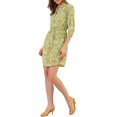 thumbnail image 5 of MODA NOVA Juniors V Neck Floral 3/4 Sleeves Side Pockets Button Dress Green L, 5 of 6