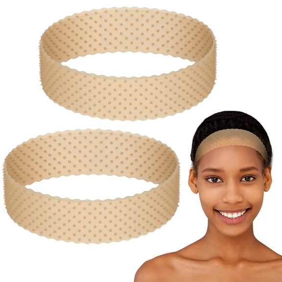 BlinkLLX 2 Pieces Silicone Wig Grip Band Adjustable Silicone Wig Headband Non Slip Strong Holder for Men Women Sports Yoga(Light Brown)