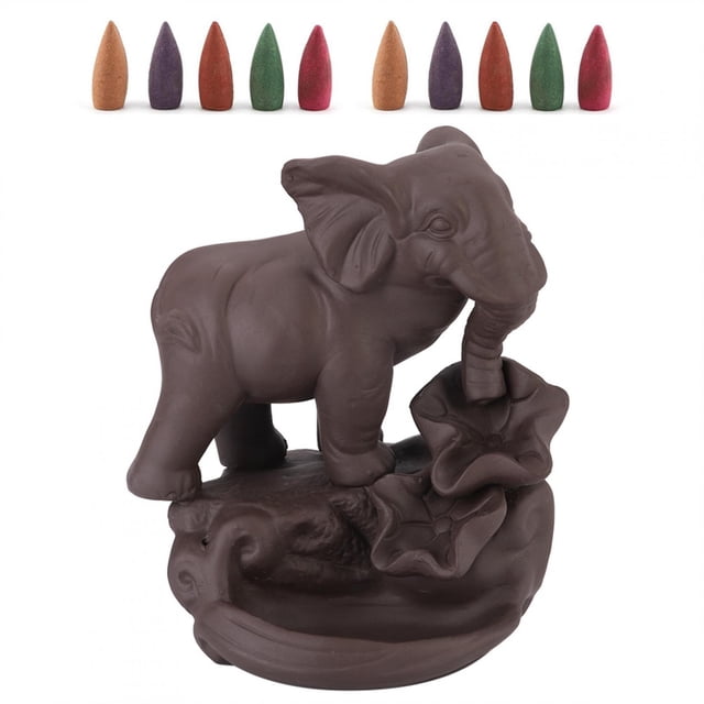 Quemador de incienso de reflujo de elefante exquisito para aromaterapia y oficina