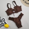 thumbnail image 2 of Conjunto de bikini dividido sólido con contraste de pecho alto sexy para mujer Conjuntos de traje de baño de dos piezas Fridja nalpqowj58677, 2 of 3
