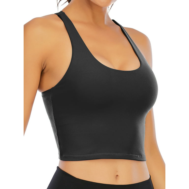 CHGBMOK Womens Tops Womens Tank Top Women's Solid Color Inner Fit Plus Size  Vest Yoga Sports Beauty Back Bra Tank Tops for Women Womens Summer Tops 