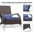 thumbnail image 4 of Outdoor Patio Wicker Adirondack Chair Outside Fire Pit Chairs Oversized Comfy Coconino Rattan Armchair Low Deep Seating High Back with Cushion and Pillow for Porch Deck Balcony Lawn Garden Navy Blue, 4 of 7