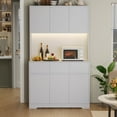 thumbnail image 6 of Homfa 70.9'' Tall Kitchen Pantry Cabinet with Charge Station & Led Light, 3 Drawer Storage Cabinet with Adjustable Shelves, Gray, 6 of 7