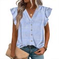 thumbnail image 2 of WULMLEO Women's Casual Striped Top V-Neck Button Down Lightweight Summer Blouse Light Blue M, 2 of 6