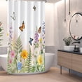 thumbnail image 3 of Duangreer Watercolor Floral Shower Curtain, Botanical Butterfly Faric Bathroom Curtain with 12 Hooks, 72x78 Inches, Waterproof, Machine Washable, 3 of 5