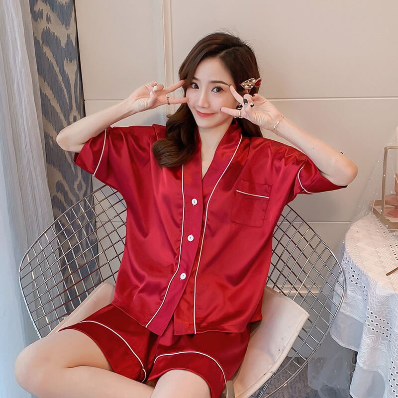 Silk Pajamas Set Pockets Design Sexy Nightwear Winter Ladies Sleepwear  Fashion Party Home Clothing Red XL (Red X) (Red M) : : Clothing,  Shoes & Accessories