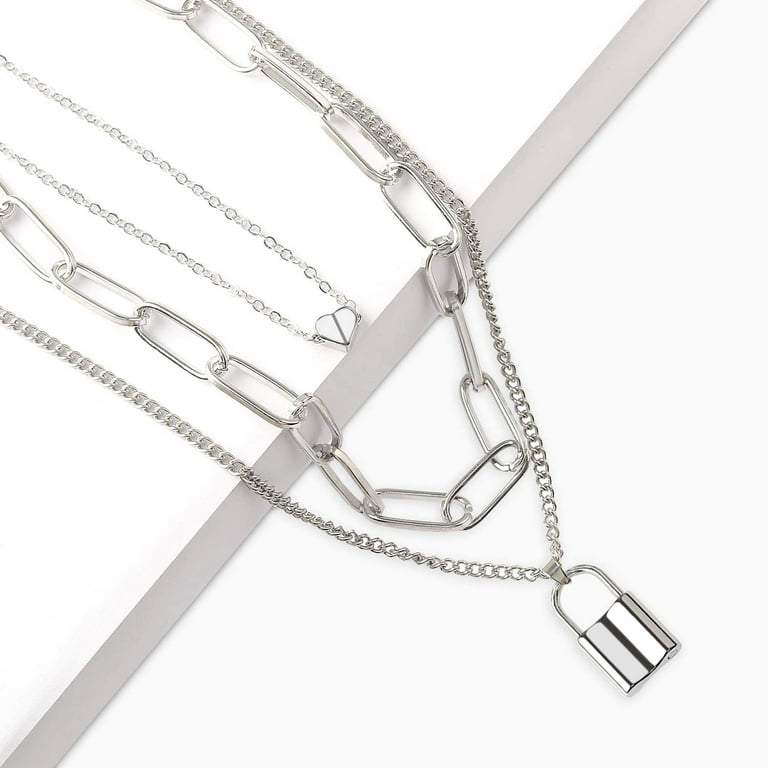 Bvroski Lock Key Pendants Chains Necklace Set