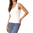 thumbnail image 4 of Chaleco sin mangas para mujer, ligero, con escote redondo, de punto acanalado, camisetas básicas casuales de verano 2025 L blanco, 4 of 5