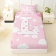 thumbnail image 3 of Castle Fairy Pink Rainbow Letter L Twin Sheet Sets 3pcs for Girls,Love Heart Print Bedding, 3 of 6