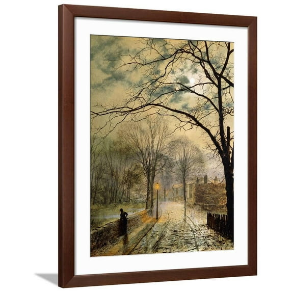 A Moonlit Stroll, Bonchurch, Isle of Wight, 1878, Scenic Framed Art Print Wall Art by John Atkinson Grimshaw