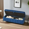 thumbnail image 2 of GZXS Upholstered Storage Bench in Navy Velvet, 49" Soft Footstool Ottoman with Metal Legs and Hidden Compartment for Living Room, Bedroom, Entryway, 2 of 6