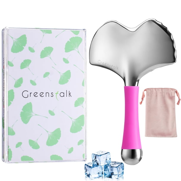 Herramienta facial Greenstalk Gua Sha de acero inoxidable con masajeador refrescante y rodillo de hielo