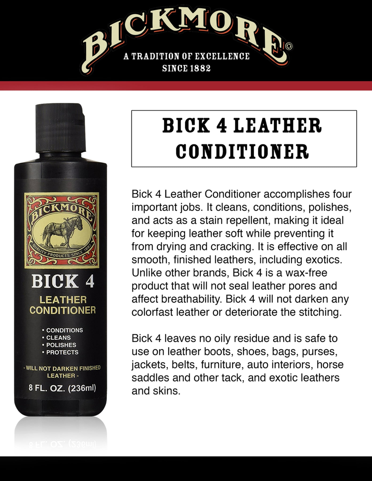  Bick 4 Leather Conditioner 8 Ounces, New # 83351