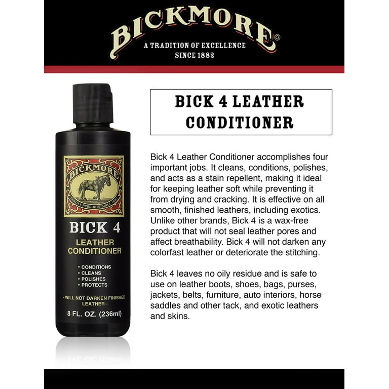Bick 4 Leather Conditioner and Leather Cleaner 8 oz - Will Not Darken  Leather - Safe of Leather Apparel, Furniture, Jackets, Shoes, Auto  Interiors