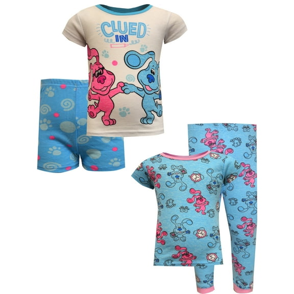 AME Sleepwear Girls Blue's Clues Clued In Cotton Toddler 4 Piece Pajamas (3T)