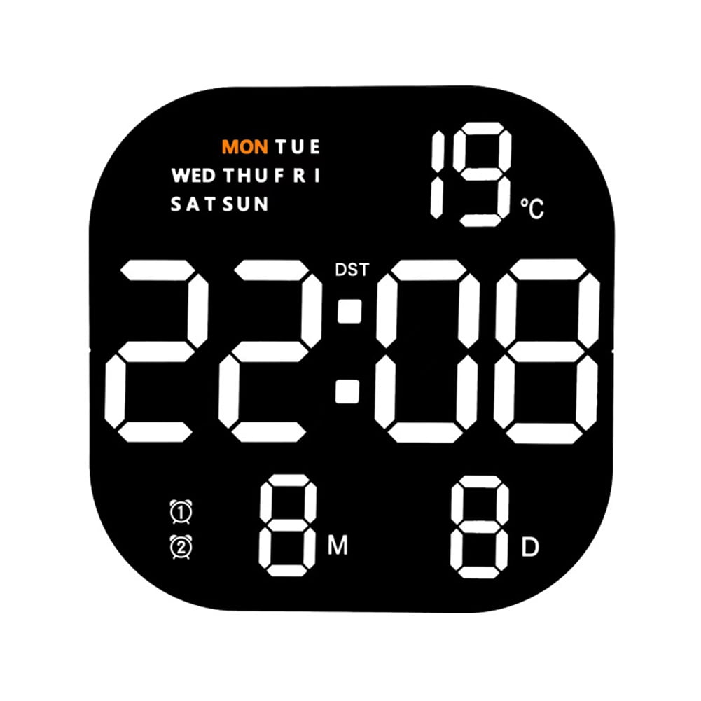 HiMiss LED Digital Wall Clock 10 Level Adjustable Brightness Time
