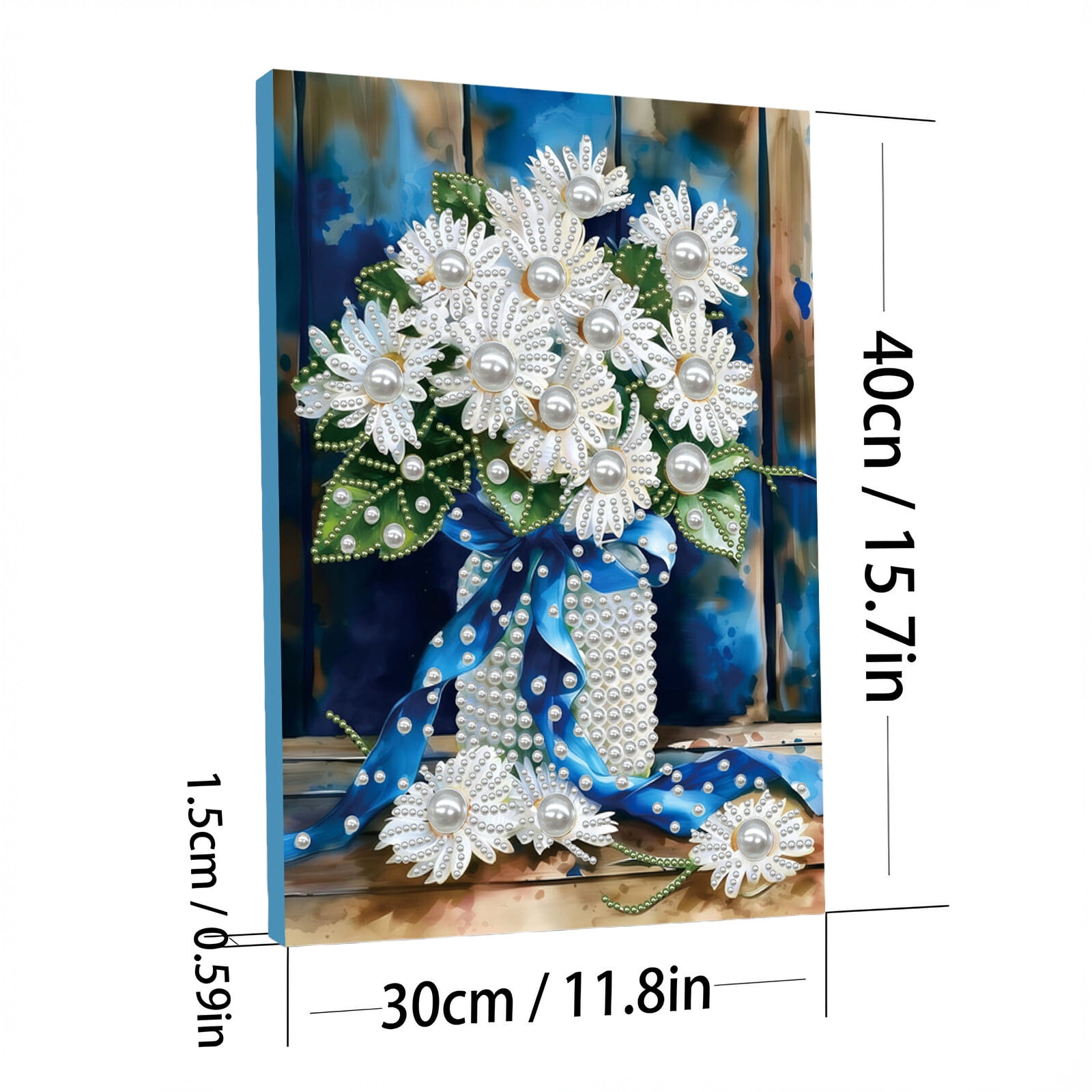 FLOPESN DIY Gemstone Pearl Diamond Art Painting Kit with Frame, 11.81x15.75in Colored Canvas, Home Decor Display for Tabletop and Wall -Bouquet