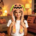 thumbnail image 2 of WXFAZCVU Halloween Pumpkin Moving Ear Plush Hat Soft Fuzzy Headwear for Holiday Party Fun Dress Up One Size, 2 of 4