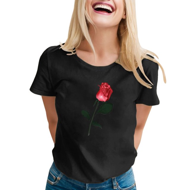 SZXZYGS T-Shirts pour Femmes Coton Grande Taille T-Shirt Mignon Col Rond Manches Courtes Été 2024