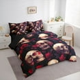 thumbnail image 3 of Feelyou Romantic Rose Couple 7pcs Bedding Set, Gothic Skeleton Skull Queen Sheet Set, 3 of 8