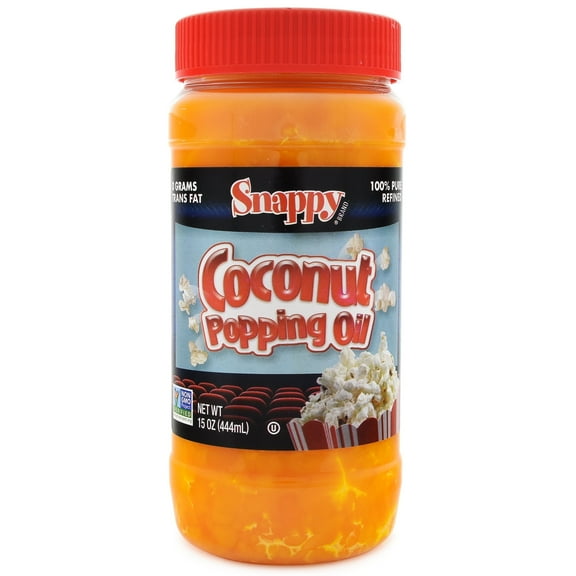 Snappy Butter Flavored Pure Coconut Oil for Home Movie Theater Popcorn, 15 Oz