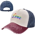 thumbnail image 2 of Love Gay Pride LGBT Cowboy Hat Men Vintage Baseball Cap Women Dad Hat Sun Hat Adjustable Trucker Hat Dark Red, 2 of 8