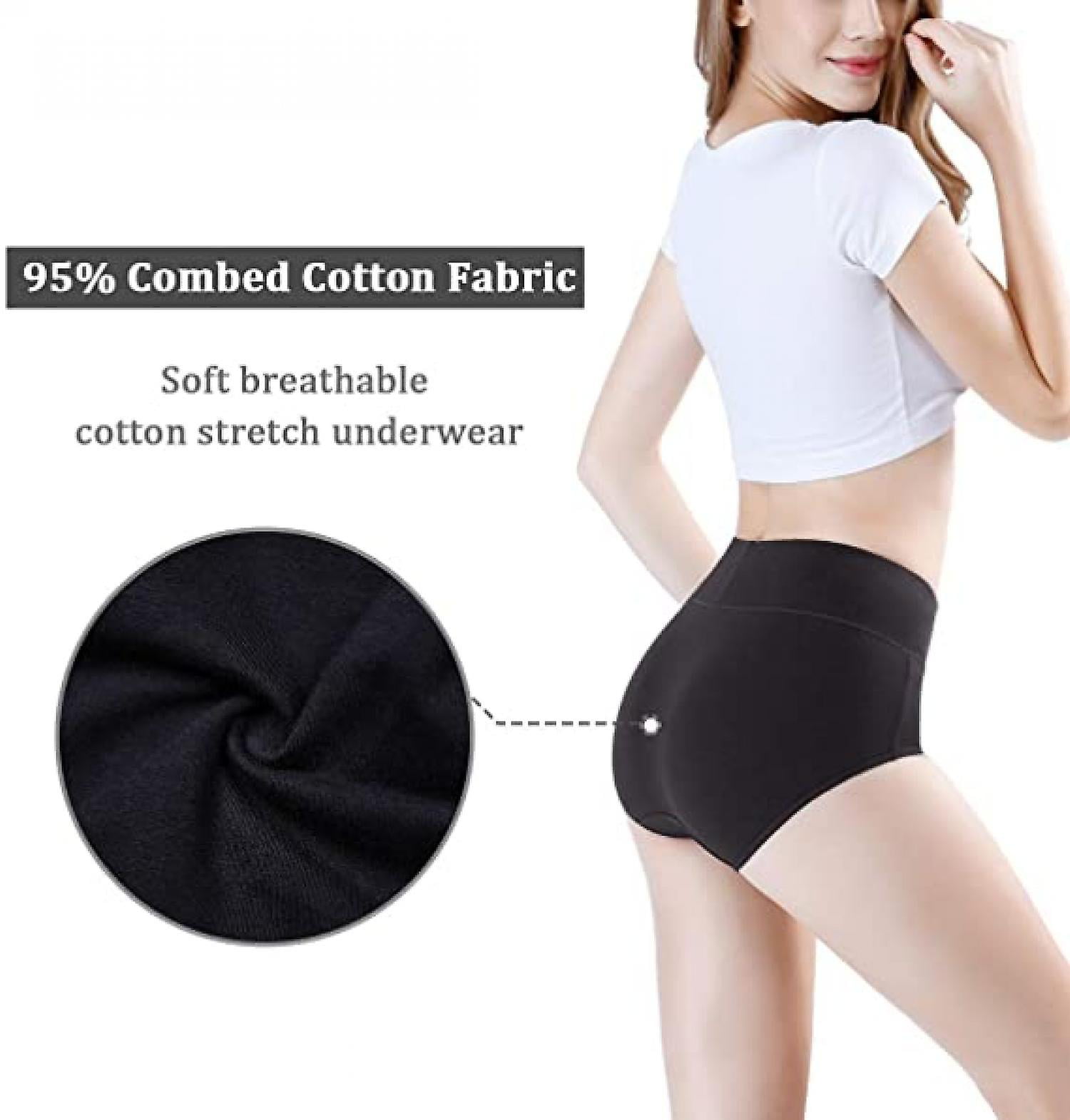 Women's High Waisted Cotton Underwear Ladies Soft Full Briefs Panties Pack  Of 4, Black, 2xl