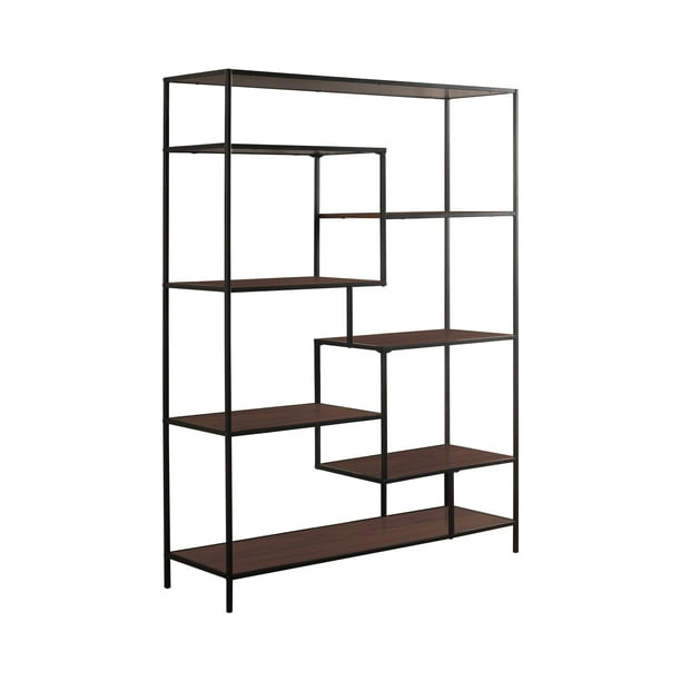 7shelf Geometric Bookcase Walnut