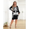 thumbnail image 2 of HDE Plus Size Skeleton Dress Stretchy Long Sleeve Halloween Costume 4X, 2 of 6