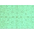 thumbnail image 1 of Ahgly Company Machine Washable Indoor Rectangle Oriental Turquoise Blue Traditional Area Rugs, 7' x 9', 1 of 4