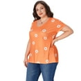 thumbnail image 5 of SOMER 2025 Women's Plus Size Top Flower Printed V Neck Short Sleeve Casual Plus Size Tops for Women, 5 of 7