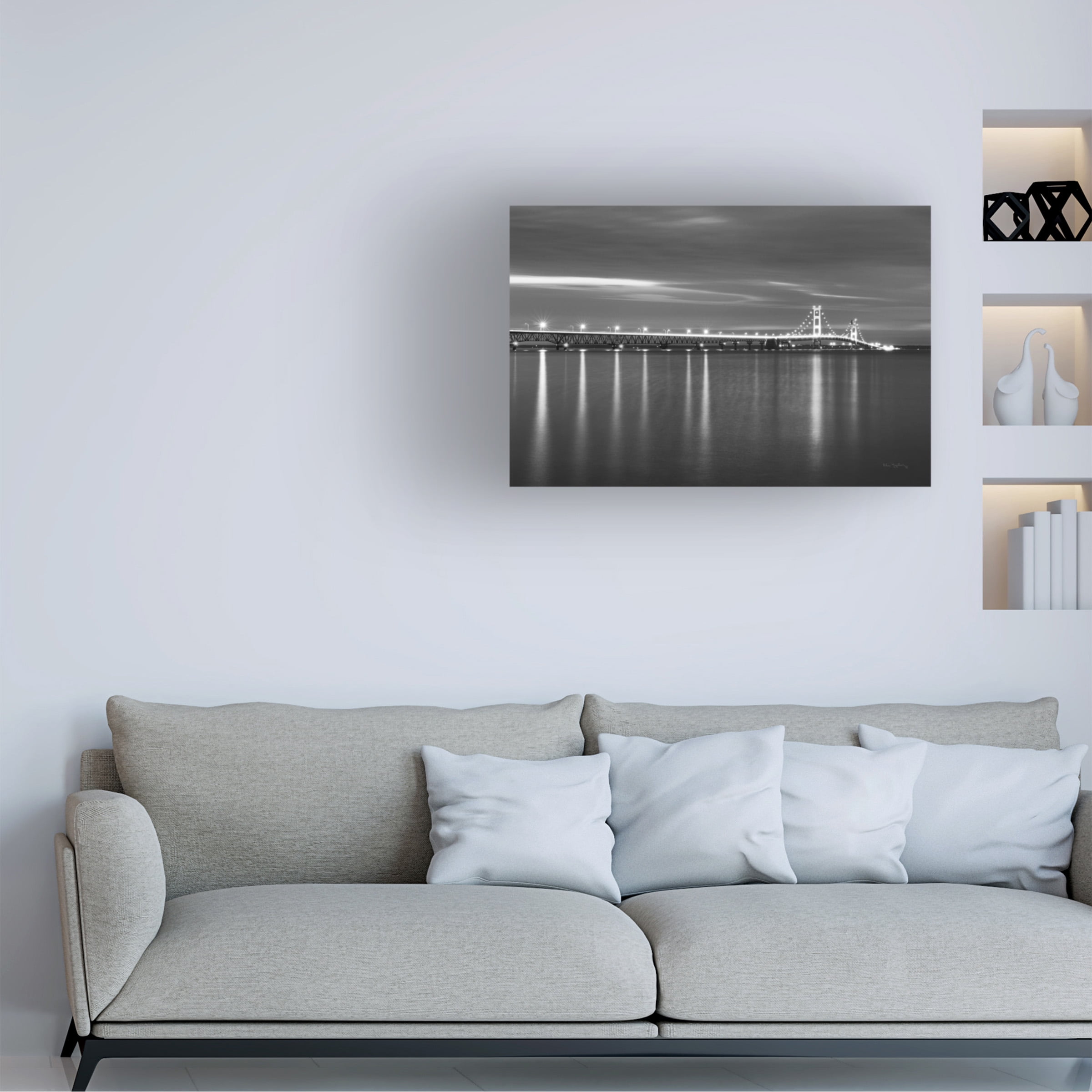 Alan Majchrowicz 'Mackinac Bridge BW' Canvas Art
