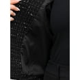 thumbnail image 5 of Tweed Blazers for Women Long Sleeve Button Down Collarless Elegant Business Casual Cropped Jacket XS Black, 5 of 6