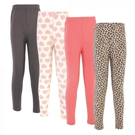 UPC: 0660168620696 | Touched by Nature Baby Toddler Big Kids and Youth Girl Organic Cotton Leggings 4pk Leopard Hearts 9-12 Months