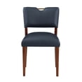 thumbnail image 3 of Bonito Midnight Blue Faux Leather 7-piece Dining Set in Walnut Wood Finish, 3 of 11