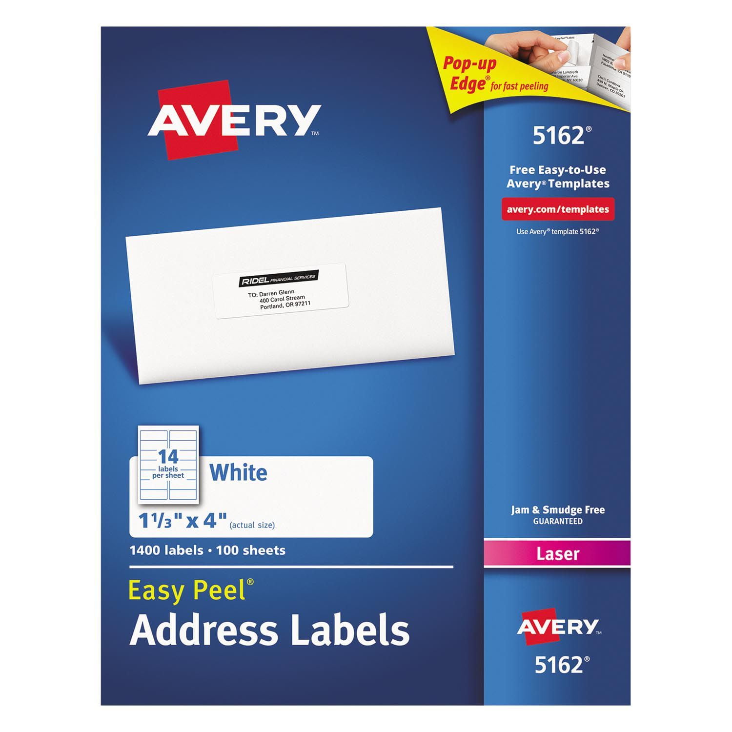 Avery 5162 - Laser Address Labels, 1-1/3 x 4", White ...