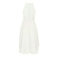 thumbnail image 3 of ZHUASHUM Girl Dress Cute Halter Neck Solid Color Sleeveless Elegant Floral A Line Chiffon Long Party Dress White,6-7 Years, 3 of 6