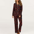 thumbnail image 4 of Lenpel Women's Pajama Sets Valentine's Day Long Sleeve Button down Heart Print Shirt Pj Pants Sleepwear Lounge Set, 4 of 7
