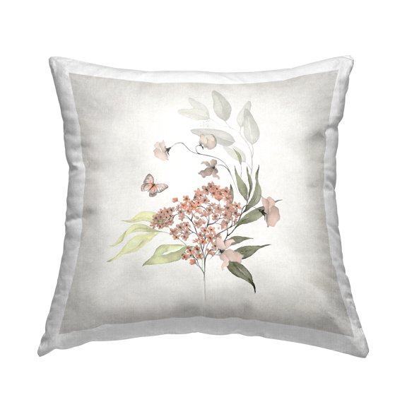 Stupell Industries Orchid Florals & Butterfly Decorative Printed Throw Pillow Design by Susan Jill.