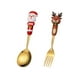thumbnail image 2 of Juego de cuchara y tenedor para postres navideños - Vajilla de acero inoxidable con diseño de muñeca mona, decoración festiva de Papá Noel y árbol de Navidad, regalo navideño de 17,5 cm, 2 of 6