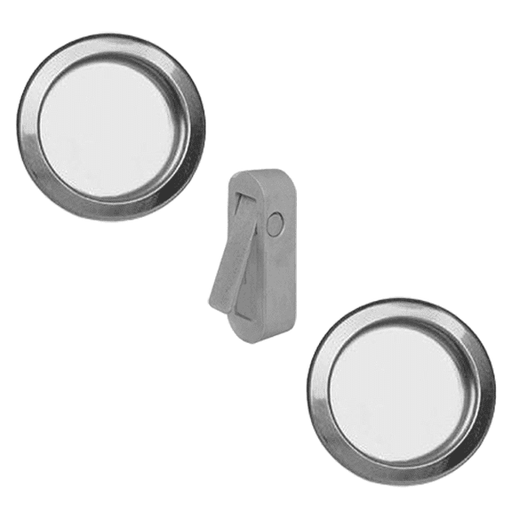 AGB Scivola Class Set of Sliding Pocket Door Round Handles with Pull Out Lever, Matte Chrome