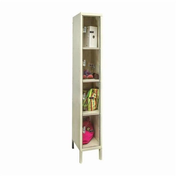 Box Locker, 12 in W, 12 in D, 78 in H, (1) Wide, (4) Tier, Tan USVP1228-4A-PT