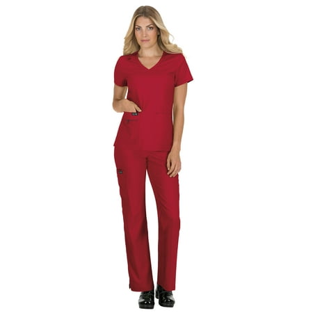 Koi Becca V Neck Scrub Top, Ruby, XS