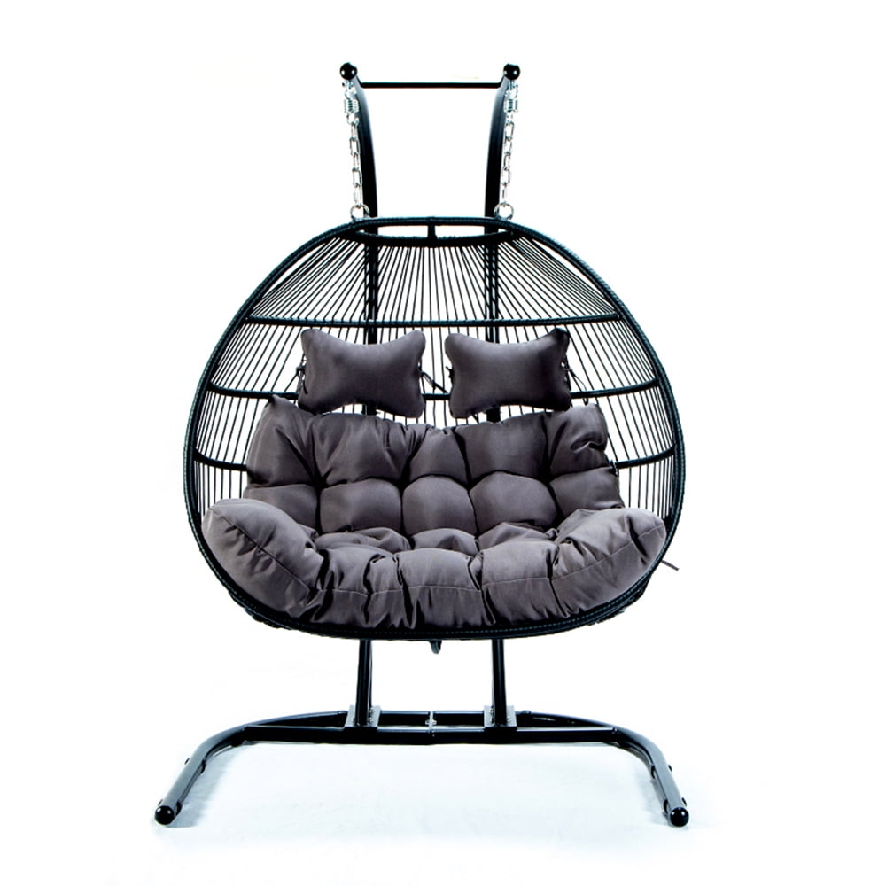 Hanging Egg Chair with Stand Wicker Chair Indoor Patio Egg