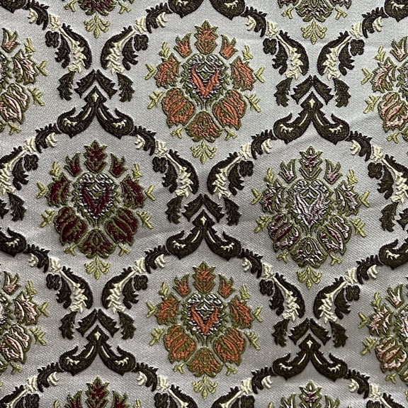 Decora Furnishings 54" Luxurious Woven Jacquard Classic Damask Design Renaissance Rococo Victorian Fabric by Yard, Green