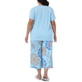 thumbnail image 3 of Agnes Orinda Women's Plus Size 2 Piece Sleepwear Short Sleeve Tops with Pants Printed Pattern Lounge Pajamas Sets 3X Blue, 3 of 5