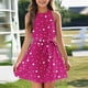 thumbnail image 2 of Girls Summer Sundress Sleeveless Polka Dot Summer Dress with Belt Casual Cute Sundress for Kids Ages 4 to 12 ,Sie:150, 2 of 6