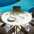 thumbnail image 6 of Modern Sage Green Round Tablecloth, Fitted Table Cover with Elastic for 36"-44" Round Tables, Gradient Floral Abstract Bohemian White Table Cloth Outdoor Indoor Dinning Party Waterproof Tablecloths, 6 of 7