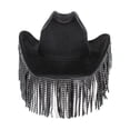 thumbnail image 2 of CTM  Studded Fringe Western Cowboy Hat (Women), 2 of 5